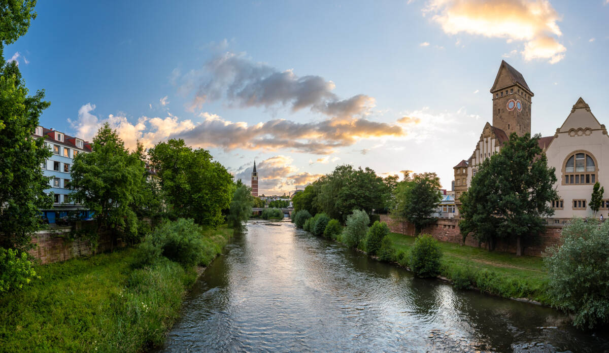 Pforzheim mit der Enz und dem EMMA Kreativzentrum